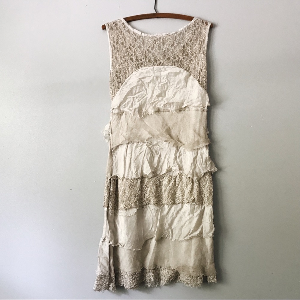 Italian Silk Layered Ruffle Stretch Lace Dress - Picture 4 of 5